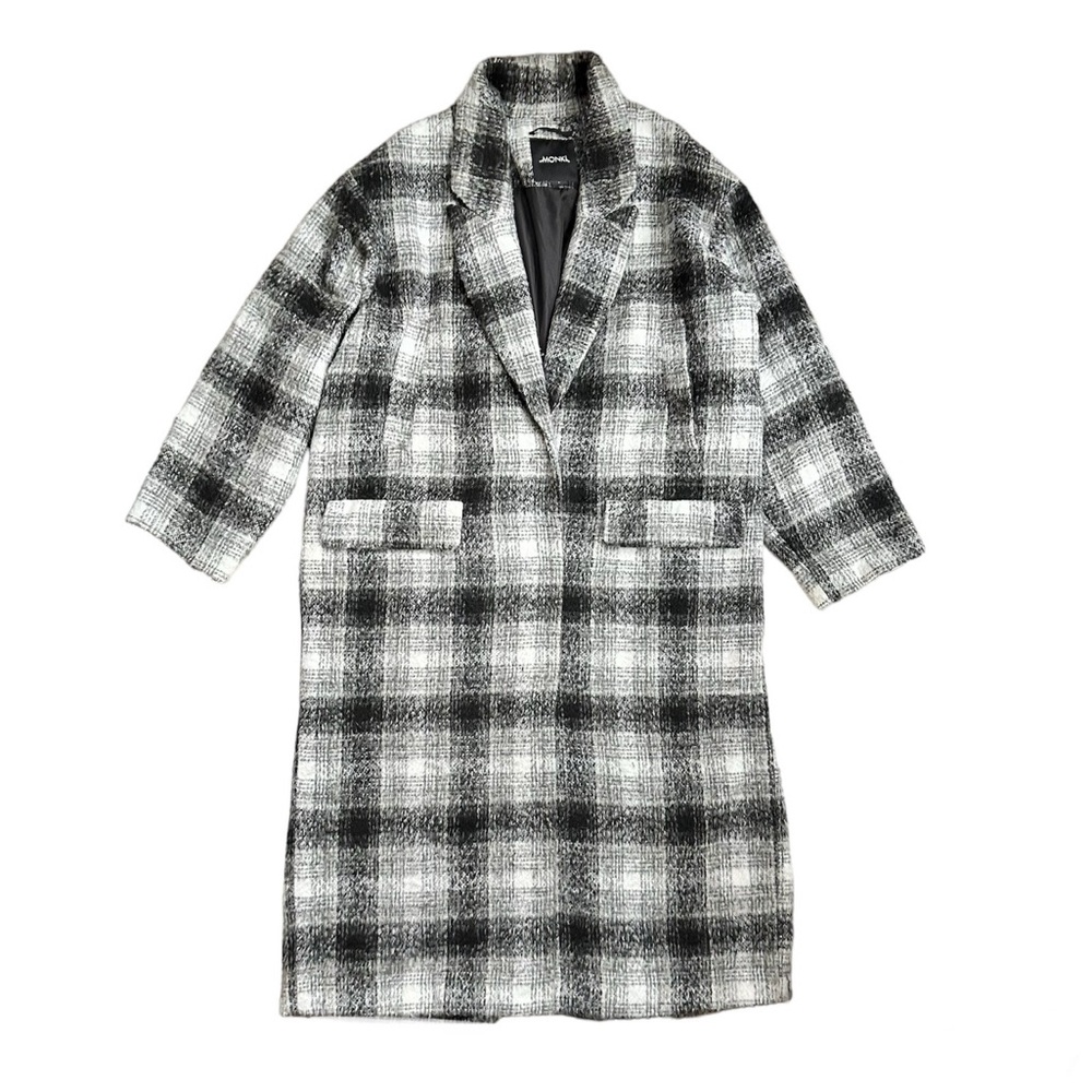ASOS Monki Black and White Plaid Trench Coat